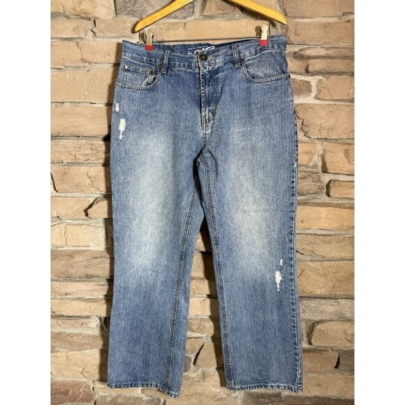 Vintage One Tough Brand Light Wash Distressed Jeans 36x30 - Picture 1 of 13